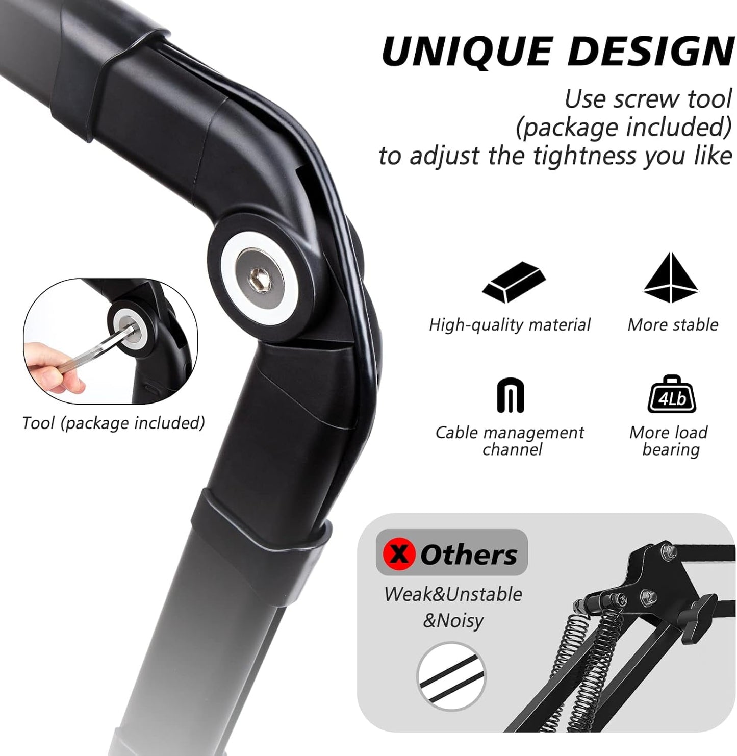 Blue Yeti - Boom Arm with Extension Tube - Mic Boom Arm Compatible with Hyperx Quadcast, Weighted Metal Height Adjustment Arm for Quadcast,Blue Yeti,Shure Mv7,Rode and Most Gaming Mics - Serious Techies