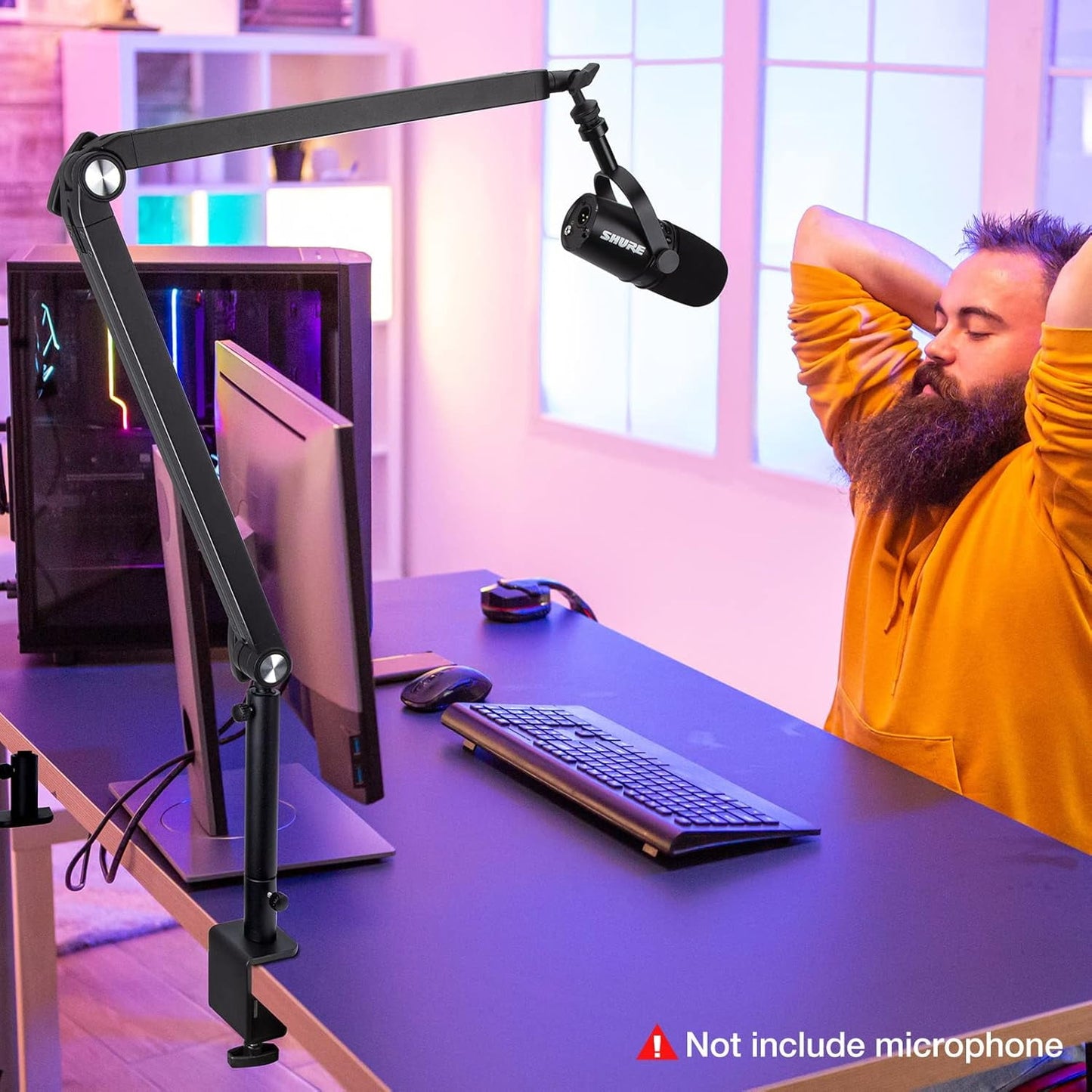 Blue Yeti - Boom Arm with Extension Tube - Mic Boom Arm Compatible with Blue Yeti, Adjustable Boom Height Microphone Stand Mic Arm for Hyperx Quadcast, Shure MV7, Rode, and Most Gaming Mics - Serious Techies