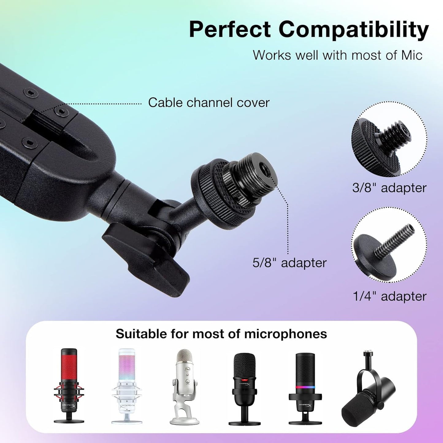 Blue Yeti - Boom Arm with Extension Tube - Mic Boom Arm Compatible with Blue Yeti, Adjustable Boom Height Microphone Stand Mic Arm for Hyperx Quadcast, Shure MV7, Rode, and Most Gaming Mics - Serious Techies