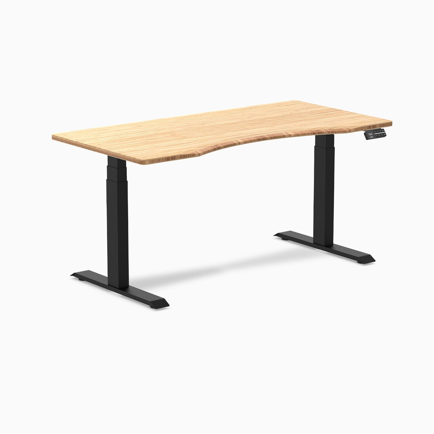 Desky - Dual Ergo Edge Sit Stand Desk - Bamboo / 60 X 30 Inches / Matte Black - Serious Techies