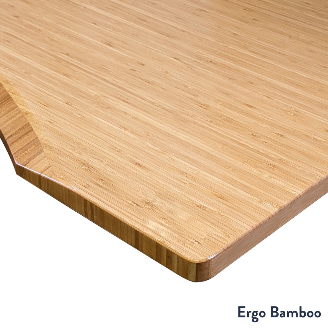 Desky - Dual Ergo Edge Sit Stand Desk - Bamboo / 60 X 30 Inches / Matte Black - Serious Techies