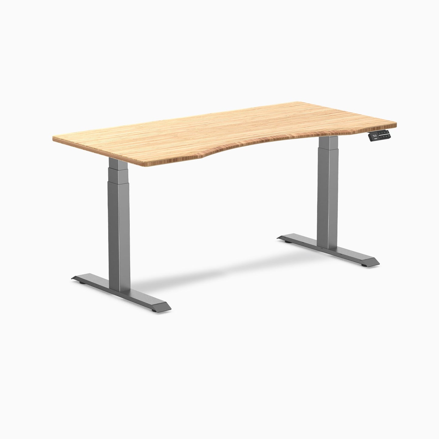 Desky - Dual Ergo Edge Sit Stand Desk - Bamboo / 60 X 30 Inches / Matte Black - Serious Techies