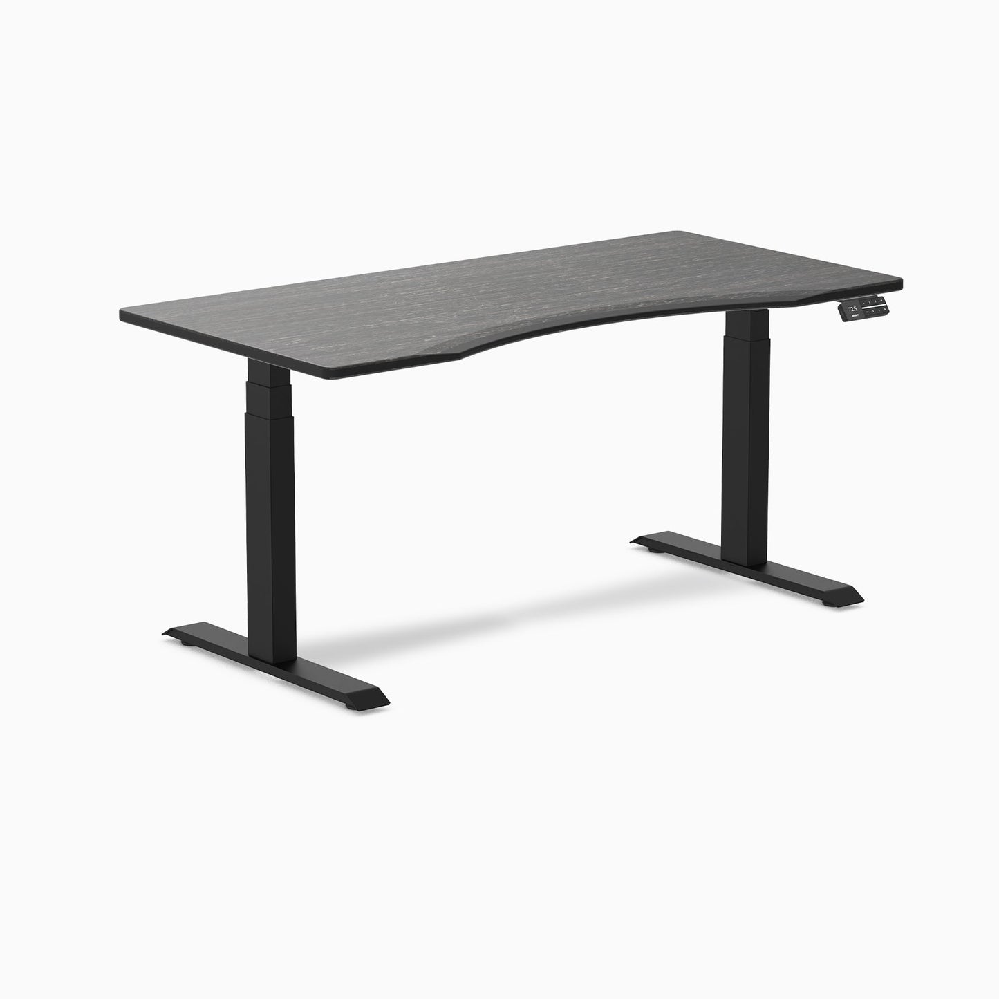 Desky - Dual Ergo Edge Sit Stand Desk - Bamboo / 60 X 30 Inches / Matte Black - Serious Techies