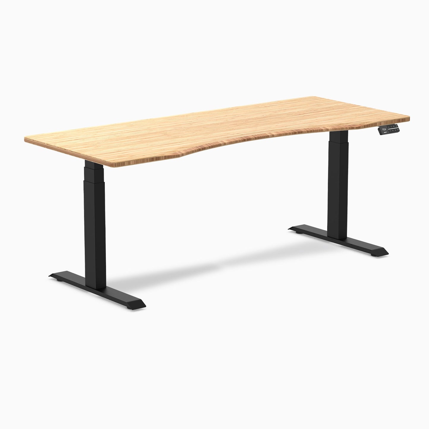 Desky - Dual Ergo Edge Sit Stand Desk - Bamboo / 60 X 30 Inches / Matte Black - Serious Techies