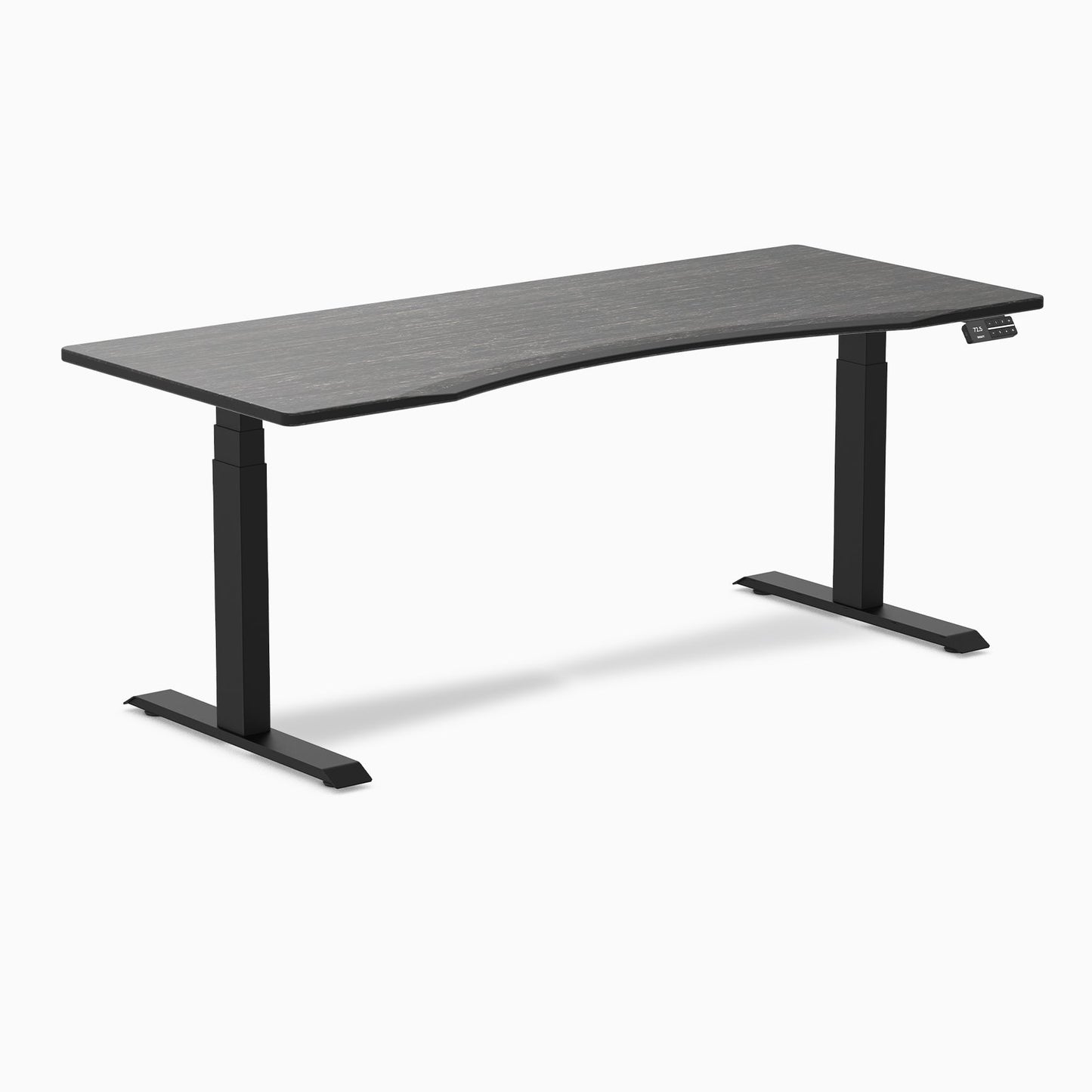 Desky - Dual Ergo Edge Sit Stand Desk - Bamboo / 60 X 30 Inches / Matte Black - Serious Techies