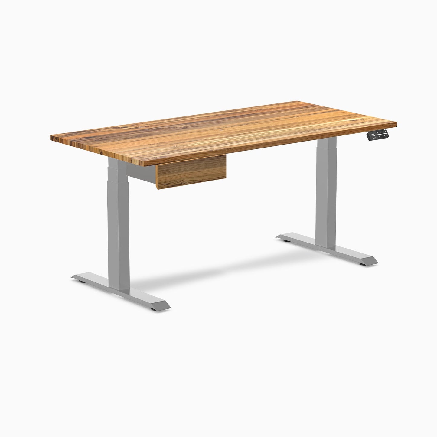 Desky - Dual Hardwood Standing Desk with Drawer - Pheasant wood / 60 X 30 Inches / Gray - Serious Techies