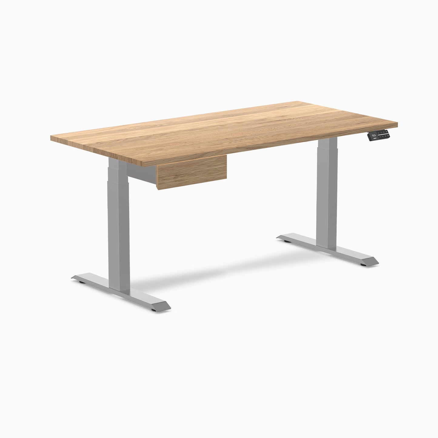 Desky - Dual Hardwood Standing Desk with Drawer - Pheasant wood / 60 X 30 Inches / Gray - Serious Techies