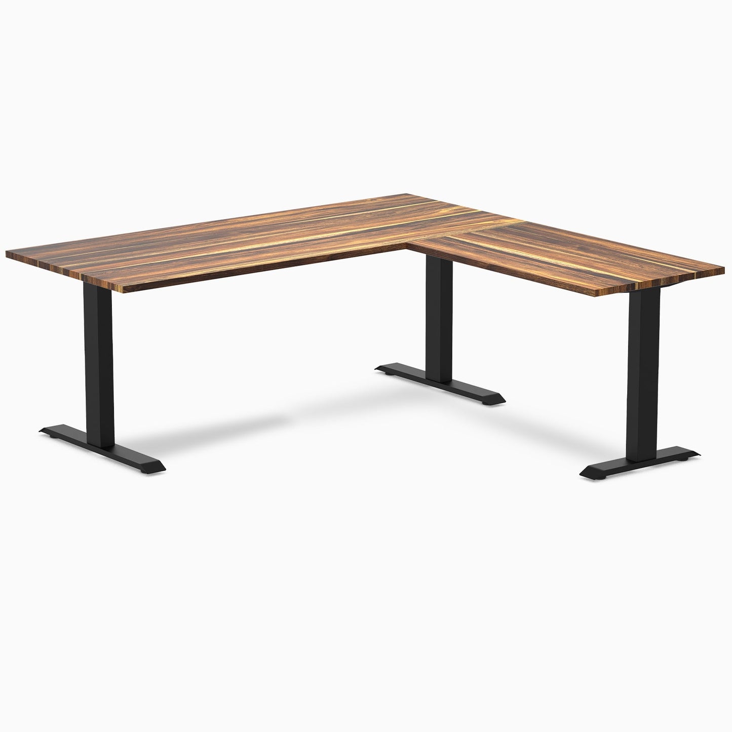 Desky - Zero Hardwood L-Shape Office Desk - Pheasant wood / 60 X 30 X 62 X 20 Inches / Gray - Serious Techies