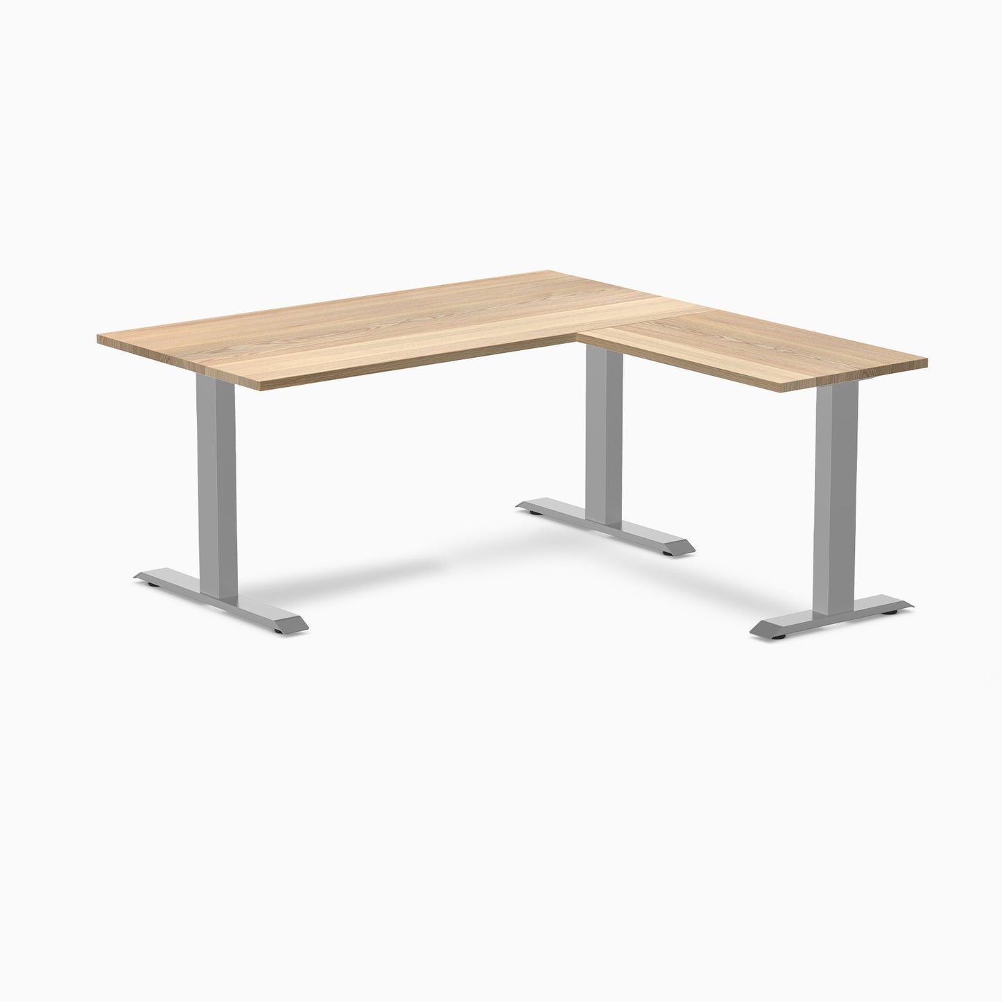 Desky - Zero Hardwood L-Shape Office Desk - Pheasant wood / 60 X 30 X 62 X 20 Inches / Gray - Serious Techies