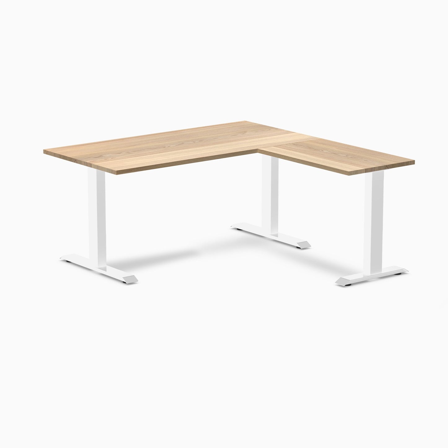 Desky - Zero Hardwood L-Shape Office Desk - Pheasant wood / 60 X 30 X 62 X 20 Inches / Gray - Serious Techies
