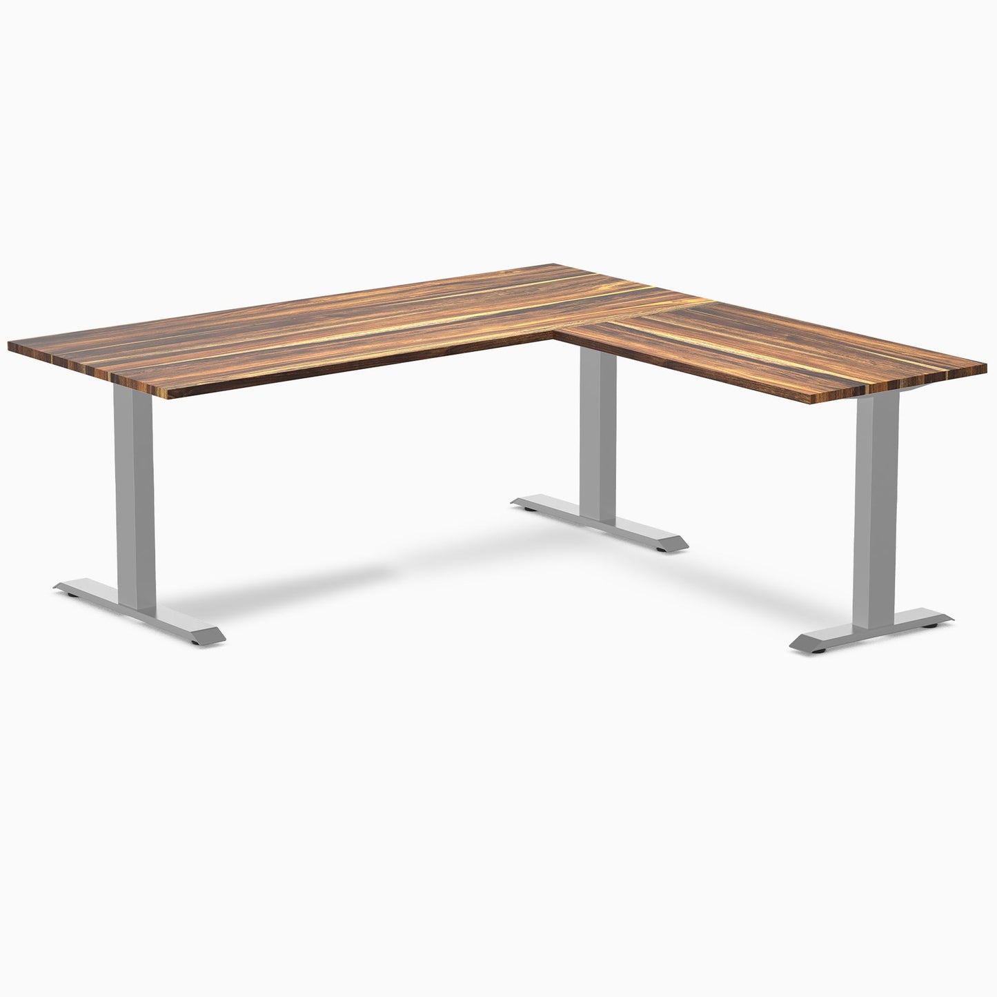 Desky - Zero Hardwood L-Shape Office Desk - Pheasant wood / 60 X 30 X 62 X 20 Inches / Gray - Serious Techies