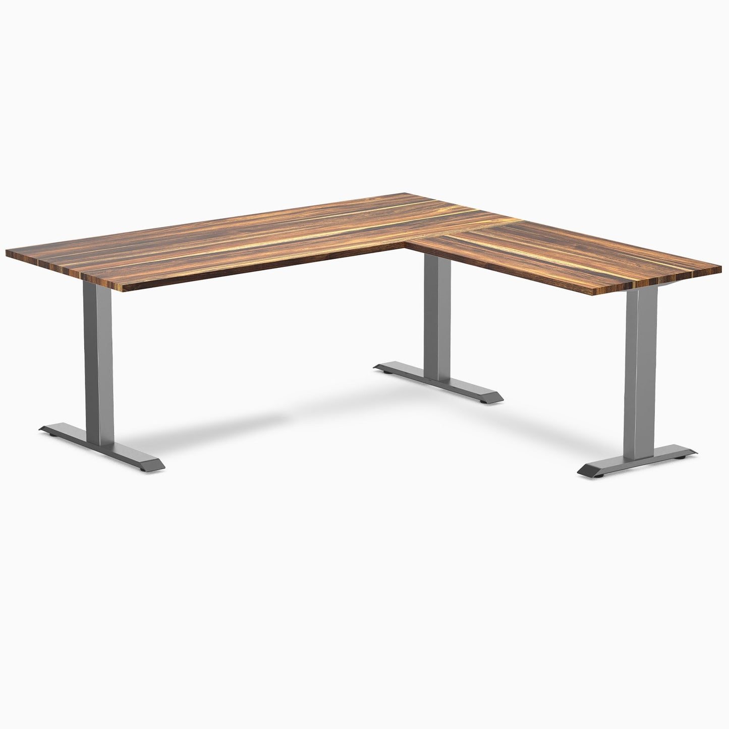 Desky - Zero Hardwood L-Shape Office Desk - Pheasant wood / 60 X 30 X 62 X 20 Inches / Gray - Serious Techies