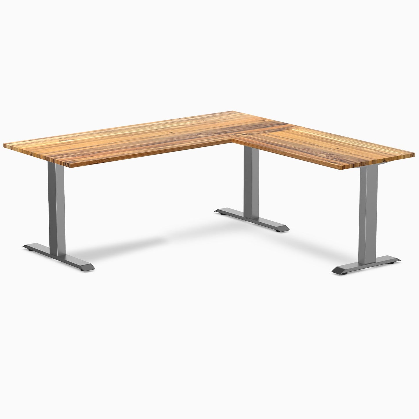 Desky - Zero Hardwood L-Shape Office Desk - Pheasant wood / 60 X 30 X 62 X 20 Inches / Gray - Serious Techies