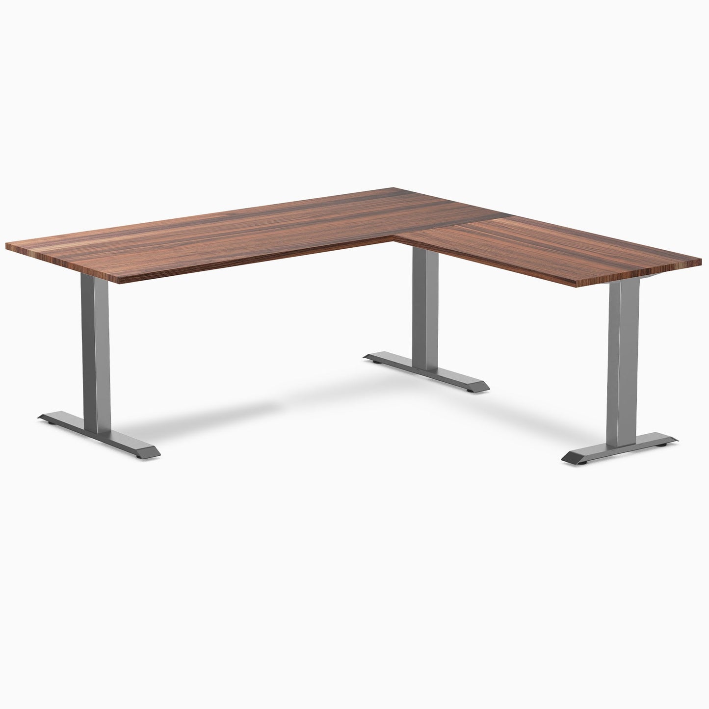 Desky - Zero Hardwood L-Shape Office Desk - Pheasant wood / 60 X 30 X 62 X 20 Inches / Gray - Serious Techies