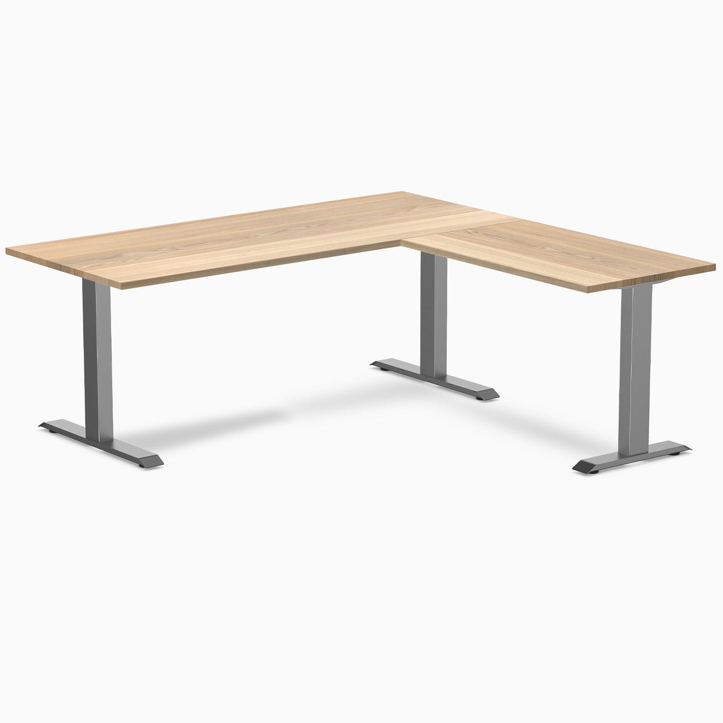 Desky - Zero Hardwood L-Shape Office Desk - Pheasant wood / 60 X 30 X 62 X 20 Inches / Gray - Serious Techies