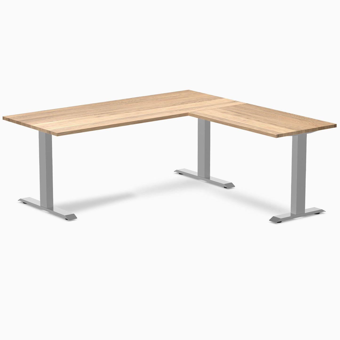 Desky - Zero Hardwood L-Shape Office Desk - Pheasant wood / 60 X 30 X 62 X 20 Inches / Gray - Serious Techies