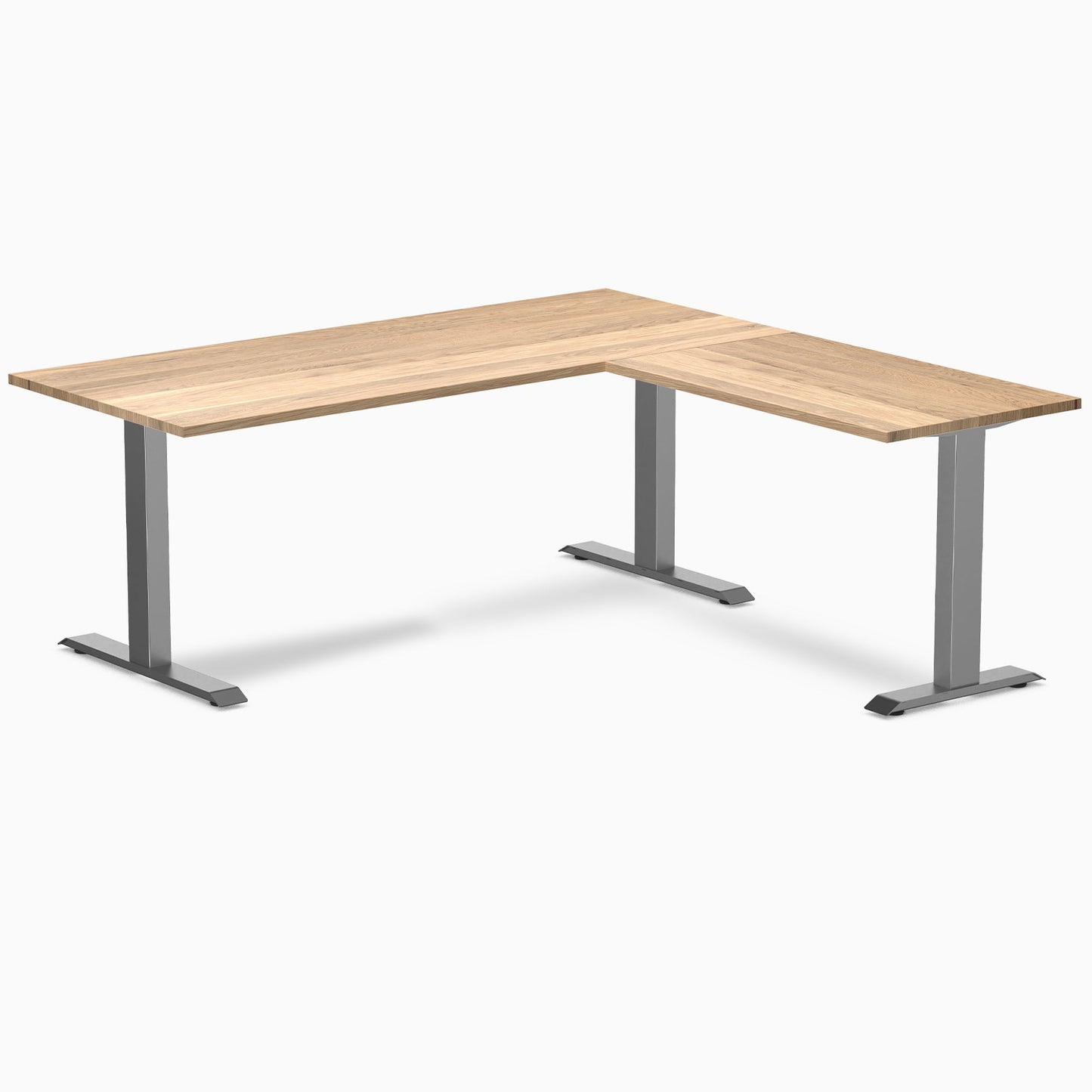 Desky - Zero Hardwood L-Shape Office Desk - Pheasant wood / 60 X 30 X 62 X 20 Inches / Gray - Serious Techies