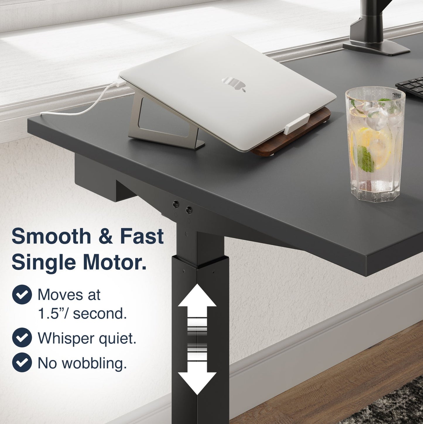 Desky - Single Sit Stand Gaming Desk - Black / 70.9" X 29.5" / Black - Serious Techies