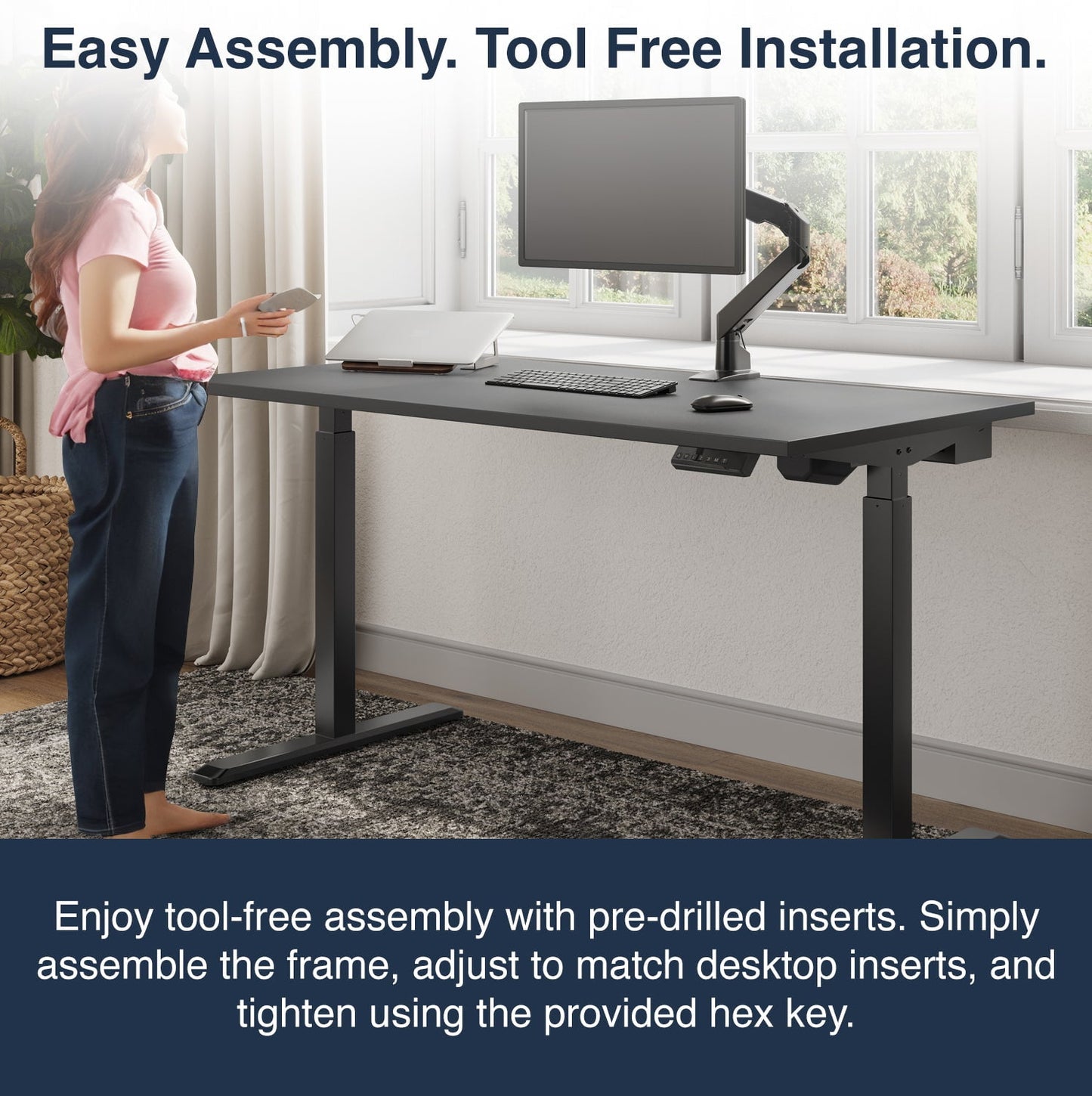 Desky - Single Sit Stand Gaming Desk - Black / 70.9" X 29.5" / Black - Serious Techies