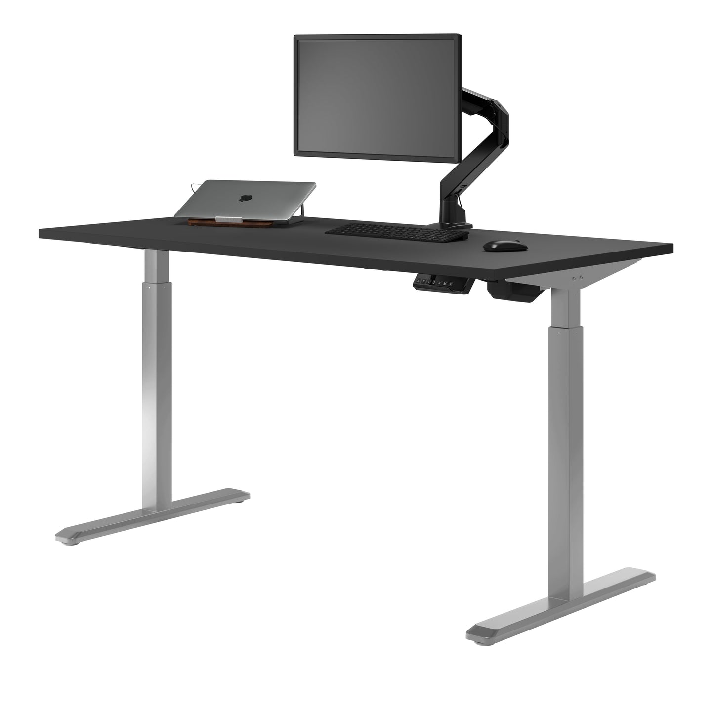 Desky - Single Sit Stand Gaming Desk - Black / 70.9" X 29.5" / Black - Serious Techies