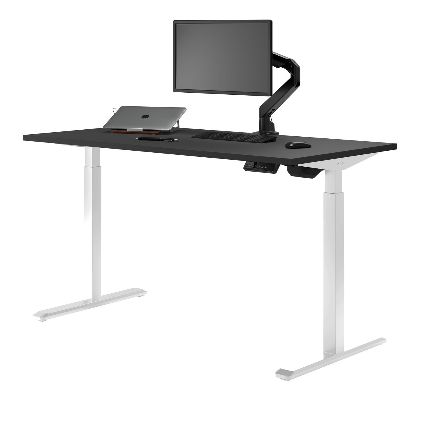 Desky - Single Sit Stand Gaming Desk - Black / 70.9" X 29.5" / Black - Serious Techies