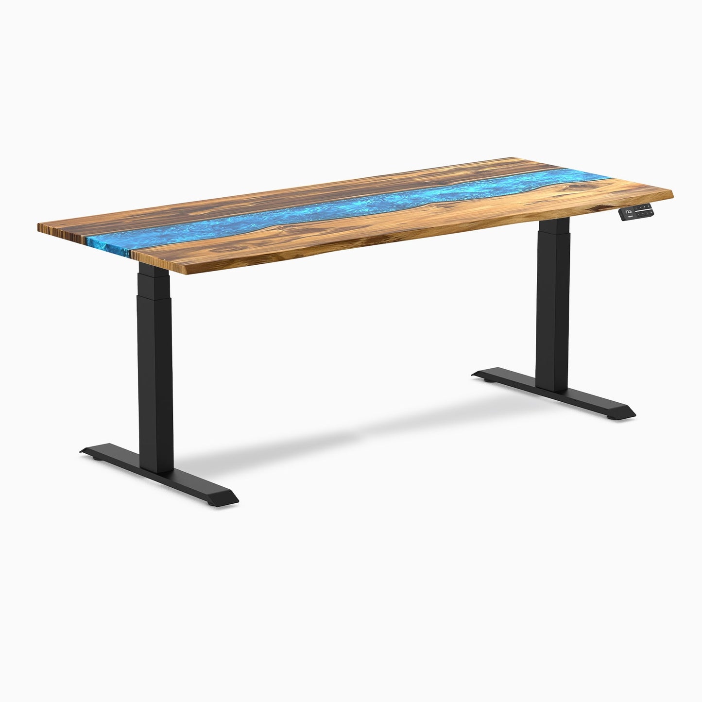 Desky - Dual Resin Hardwood Sit Stand Desk - Walnut Emerald River / 72 X 30 Inches / Space Gray - Serious Techies