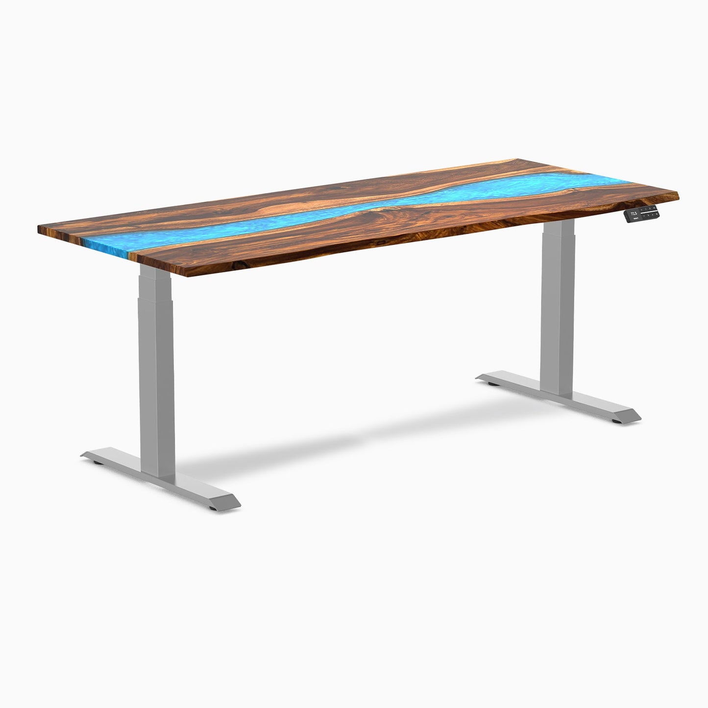 Desky - Dual Resin Hardwood Sit Stand Desk - Walnut Emerald River / 72 X 30 Inches / Space Gray - Serious Techies