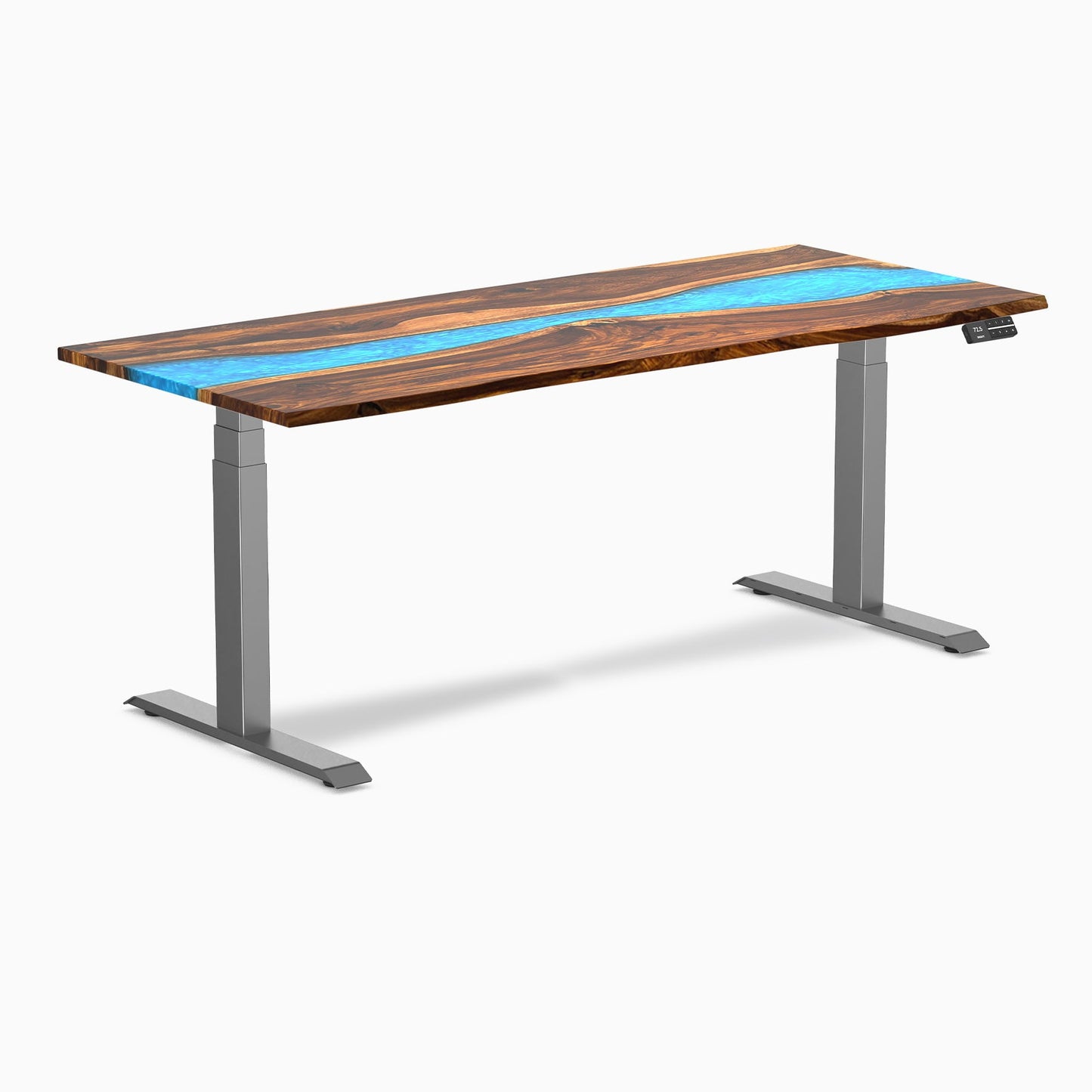 Desky - Dual Resin Hardwood Sit Stand Desk - Walnut Emerald River / 72 X 30 Inches / Space Gray - Serious Techies