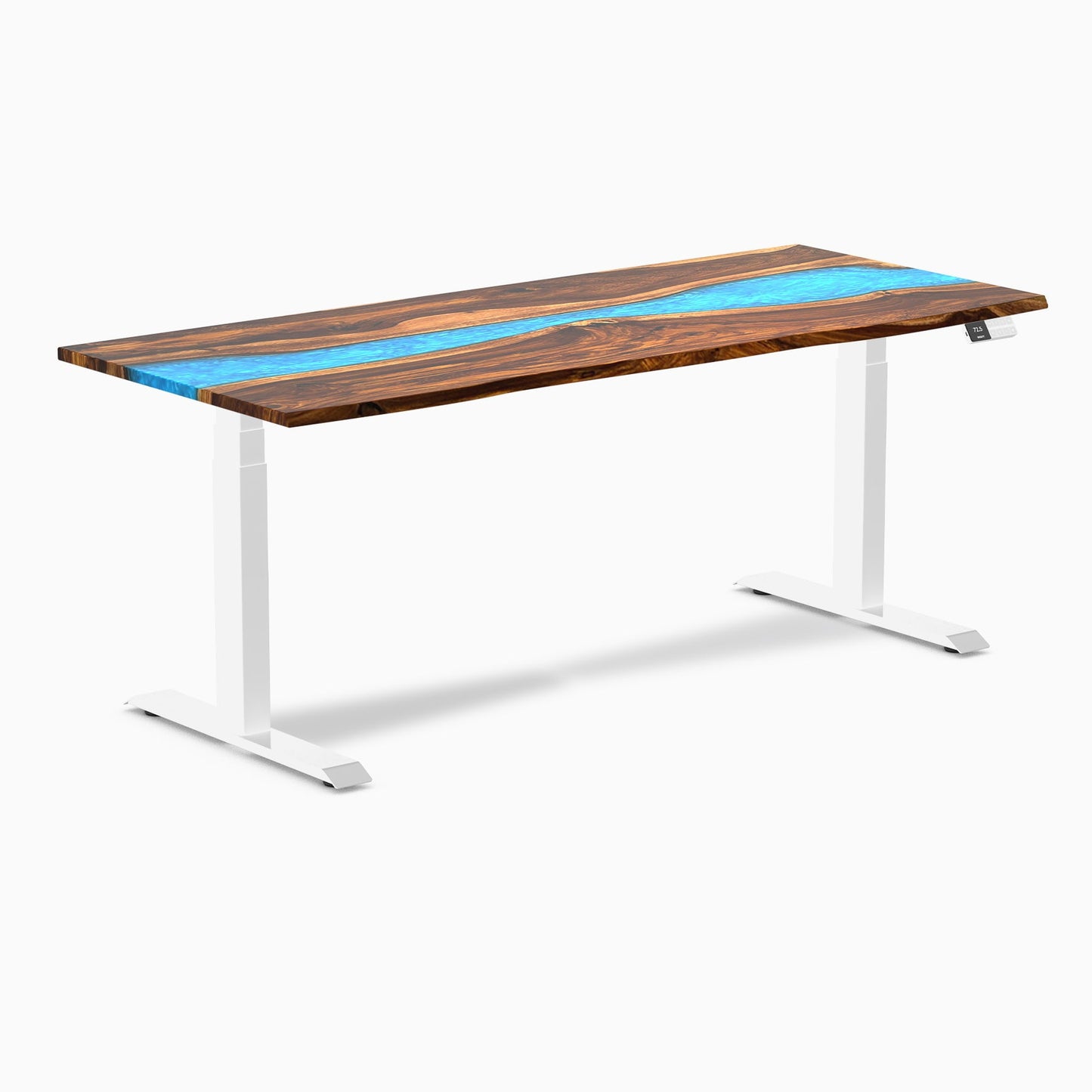 Desky - Dual Resin Hardwood Sit Stand Desk - Walnut Emerald River / 72 X 30 Inches / Space Gray - Serious Techies