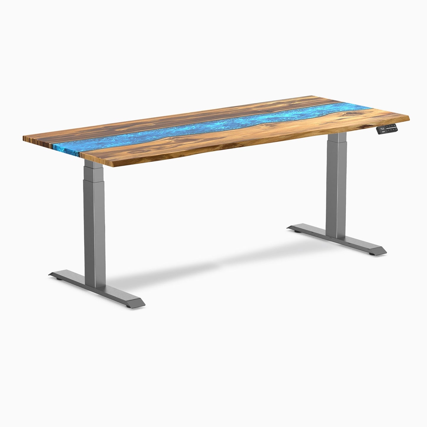 Desky - Dual Resin Hardwood Sit Stand Desk - Walnut Emerald River / 72 X 30 Inches / Space Gray - Serious Techies