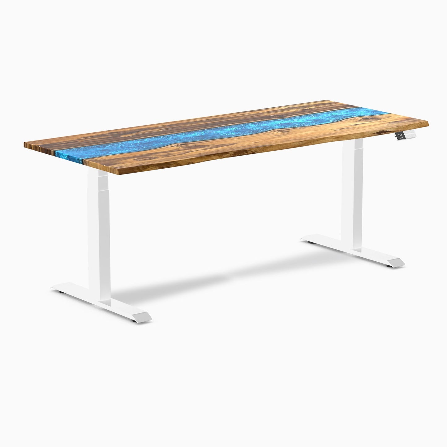 Desky - Dual Resin Hardwood Sit Stand Desk - Walnut Emerald River / 72 X 30 Inches / Space Gray - Serious Techies