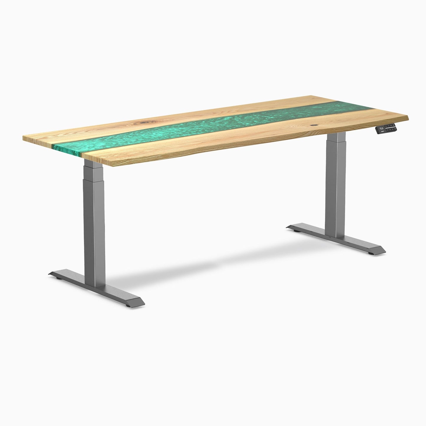 Desky - Dual Resin Hardwood Sit Stand Desk - Walnut Emerald River / 72 X 30 Inches / Space Gray - Serious Techies