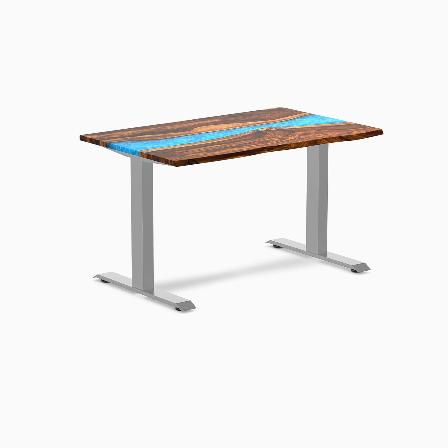 Desky - Resin Hardwood Office Sit Stand Desk - Pheasant wood Blue River / 48 X 30 Inches / Matte Black - Serious Techies