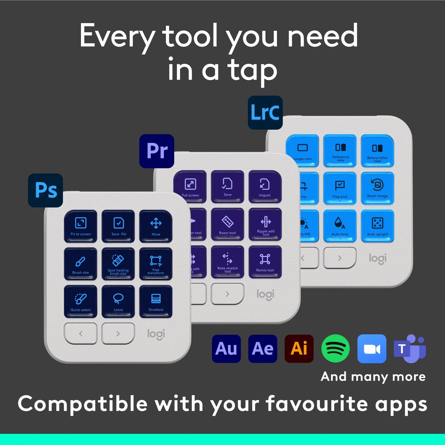 Logitech - MX Creative Console, Programmable Keypad with 9 Customizable LCD Keys and Control Dial for Graphic Design, Video Editing, Photography, Use with Adobe, Zoom, Spotify and More, Off-White - Serious Techies