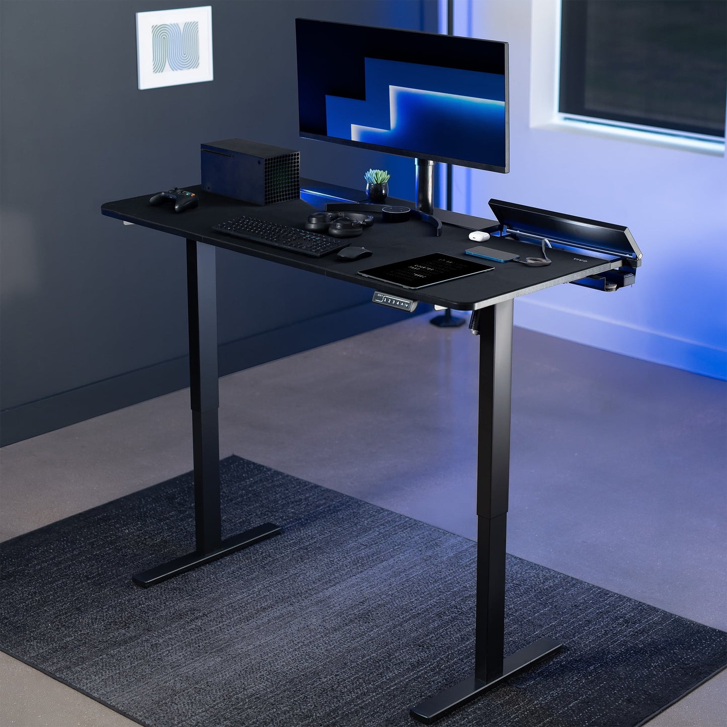 VIVO - Electric 60" X 30" Desk, Full Pad, Black Hidden Cable Tabletop, Black Frame - Serious Techies