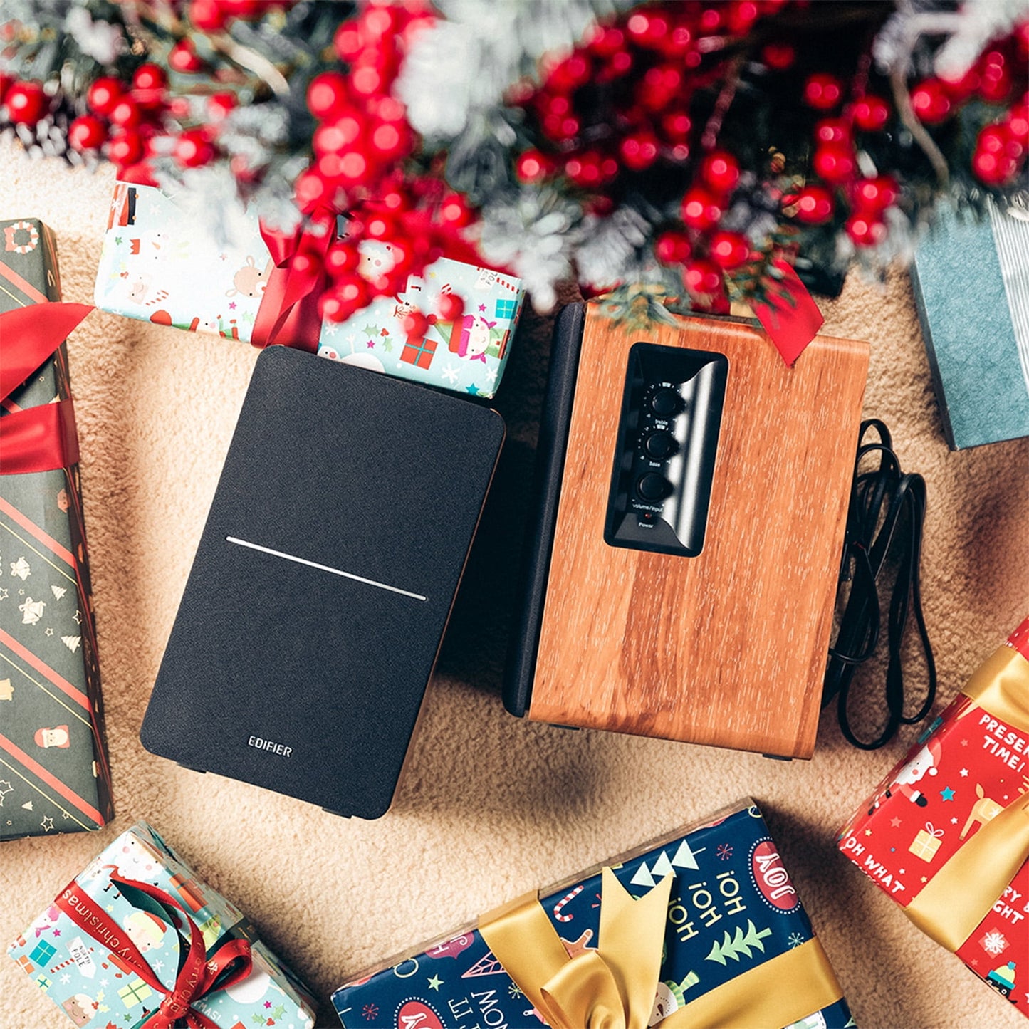 Edifier - R1280Dbs Active Bluetooth Bookshelf Speakers - Optical Input - 2.0 Wireless Studio Monitor Speaker - 42W RMS with Subwoofer Line Out - Wood Grain - Serious Techies