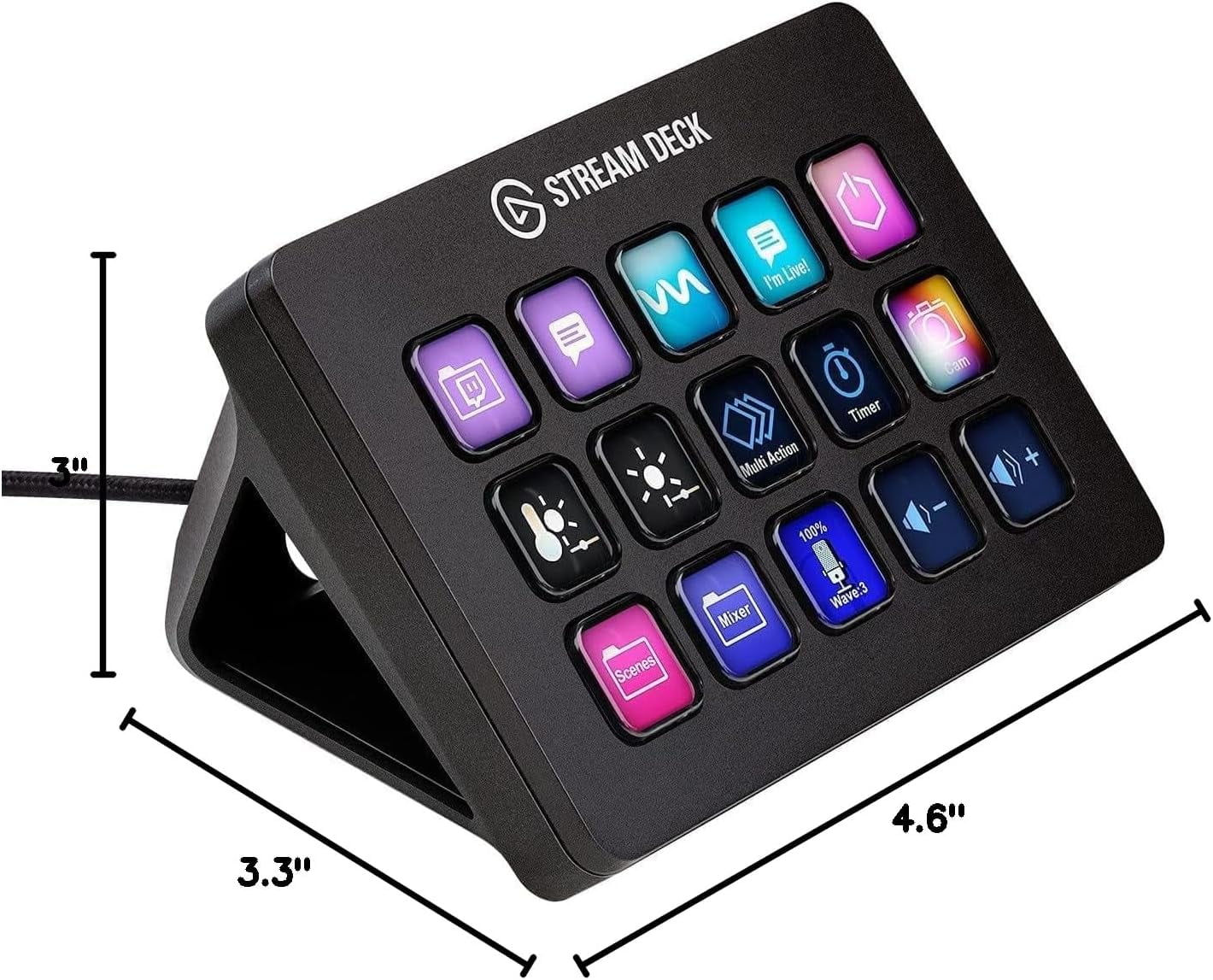 Elgato - Stream Deck MK.2 White – Studio Controller, 15 Macro Keys, Trigger Actions in Apps and Software like OBS - Serious Techies Twitch, Youtube and More, Works with Mac and PC