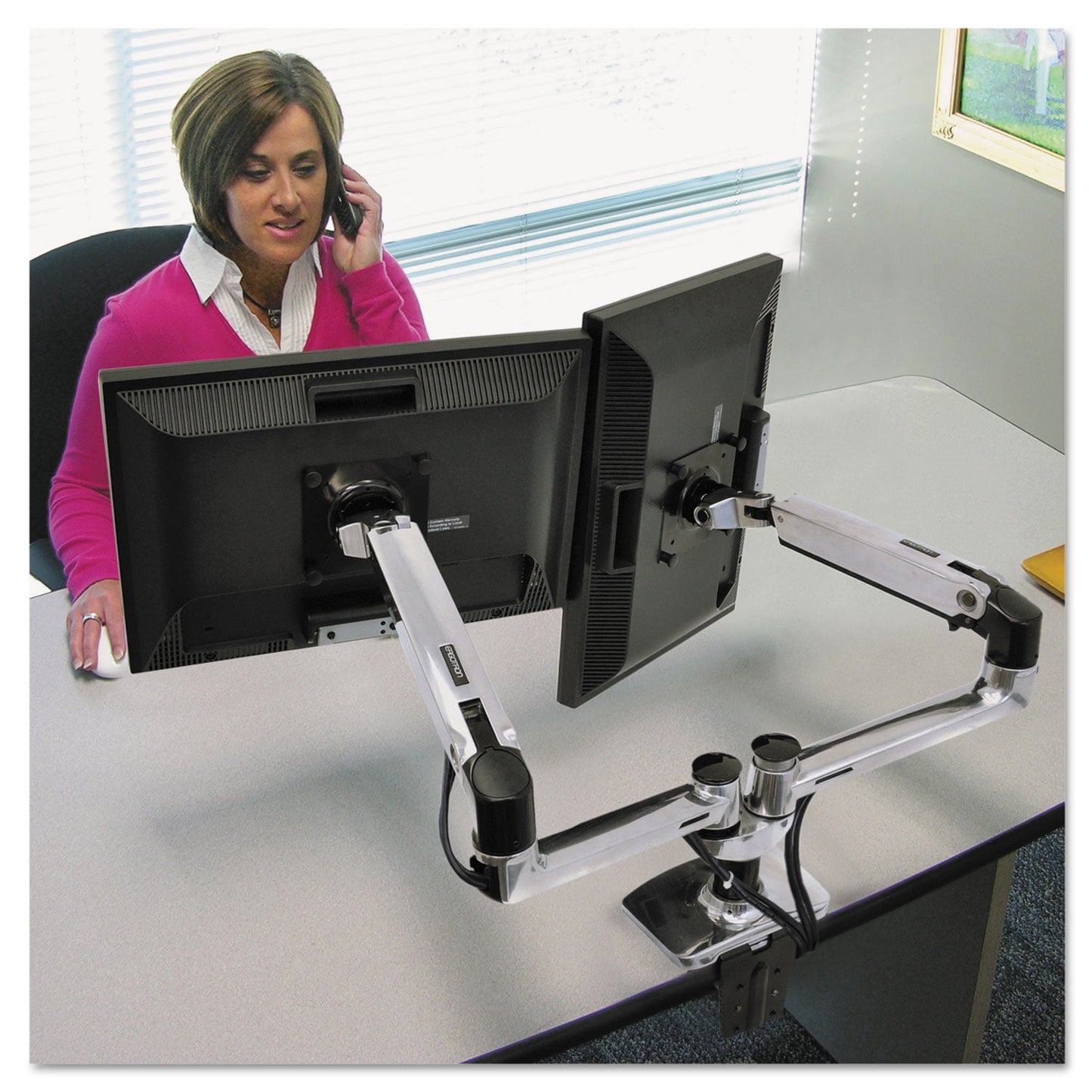 Ergotron - ERG45245026, 45245026 LX Dual Side-By-Side Arm, 1 Each, Silver - Serious Techies