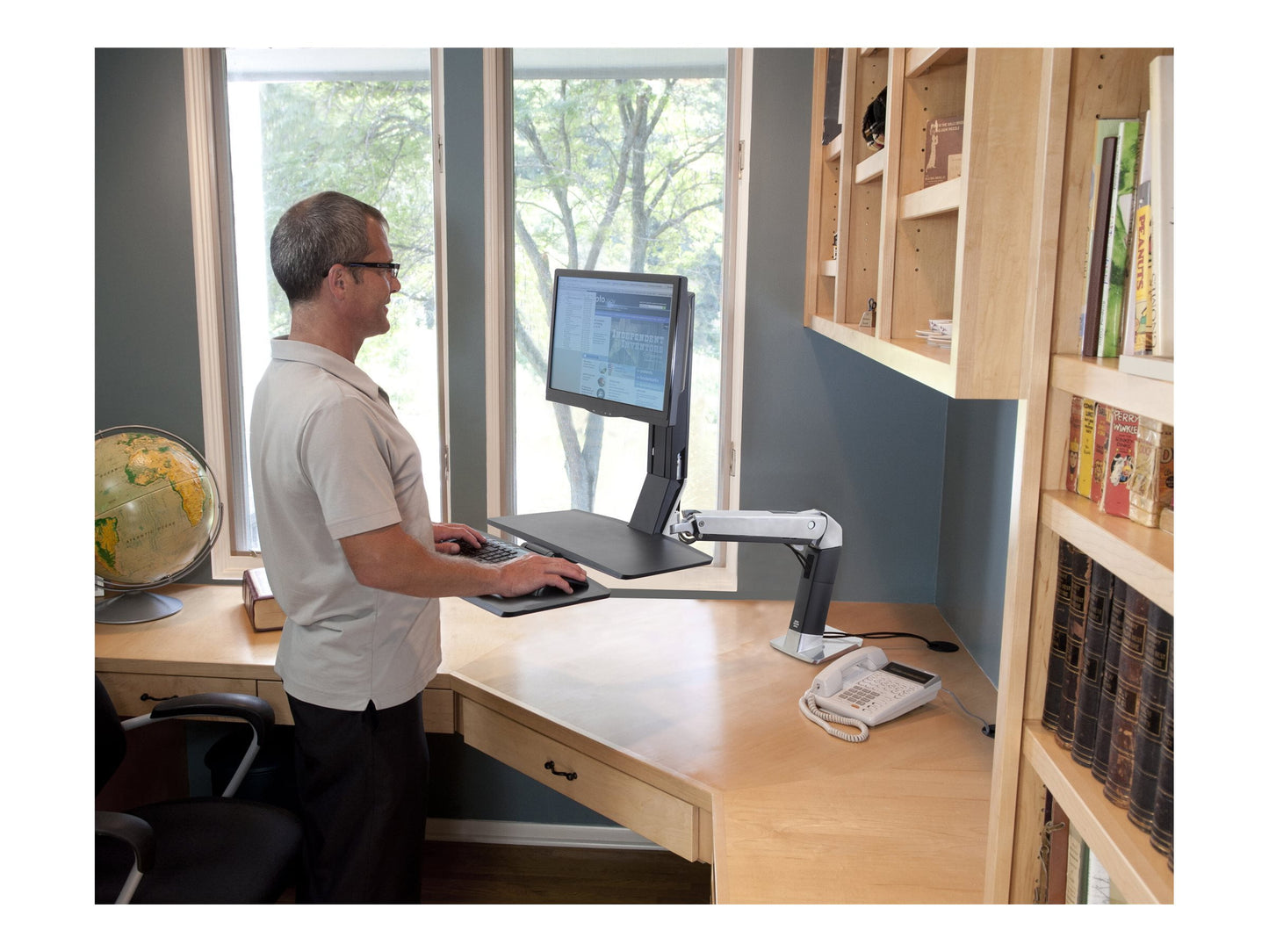 Ergotron - Workfit-A Sit-Stand Workstation W/Worksurface+, LCD LD Monitor, Aluminum/Black - Serious Techies