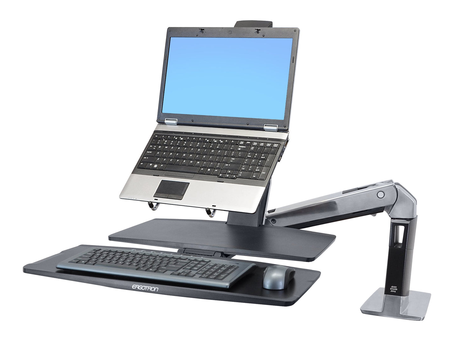 Ergotron - Workfit-A Sit-Stand Workstation W/Worksurface+, LCD LD Monitor, Aluminum/Black - Serious Techies