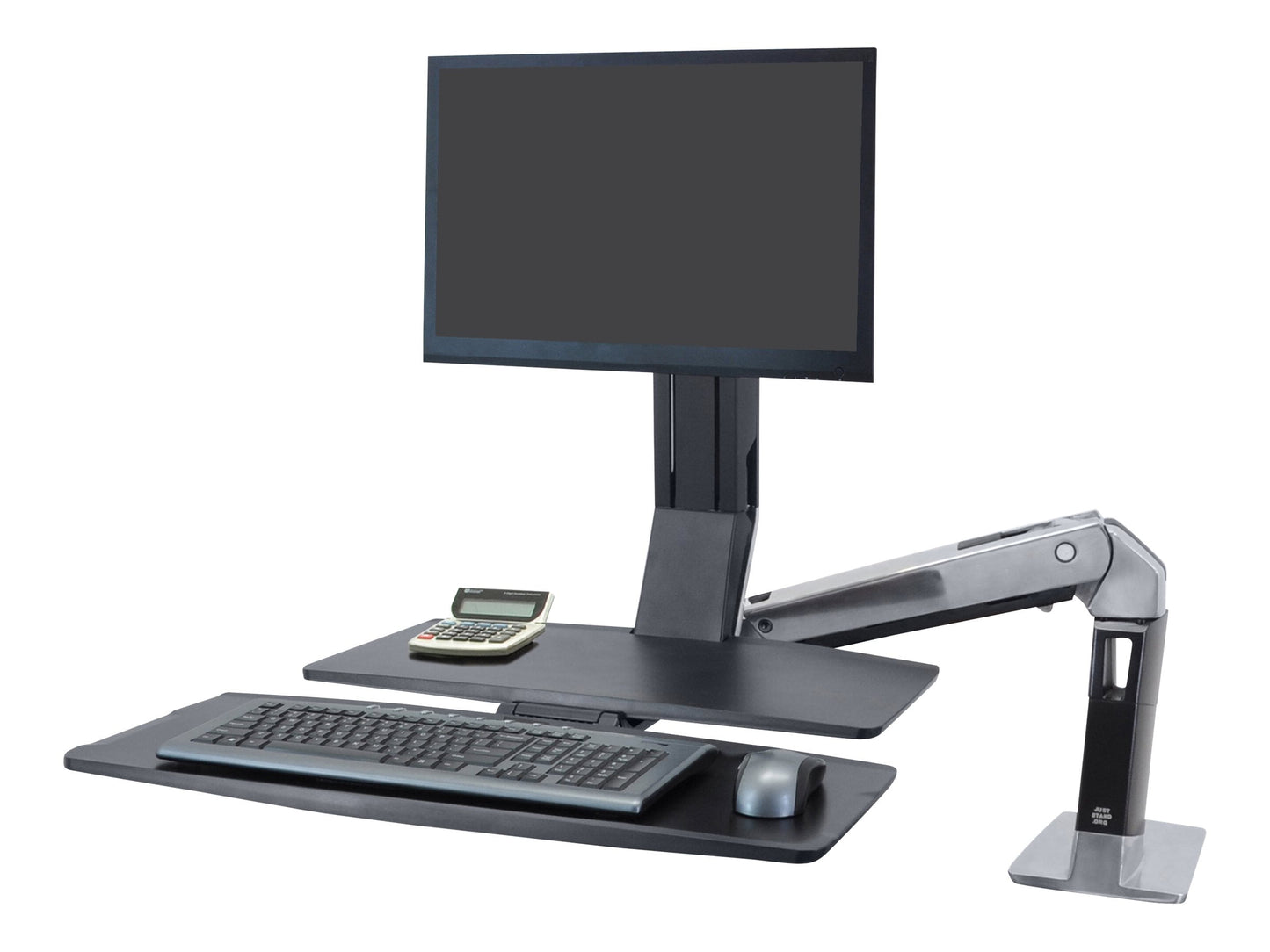 Ergotron - Workfit-A Sit-Stand Workstation W/Worksurface+, LCD LD Monitor, Aluminum/Black - Serious Techies