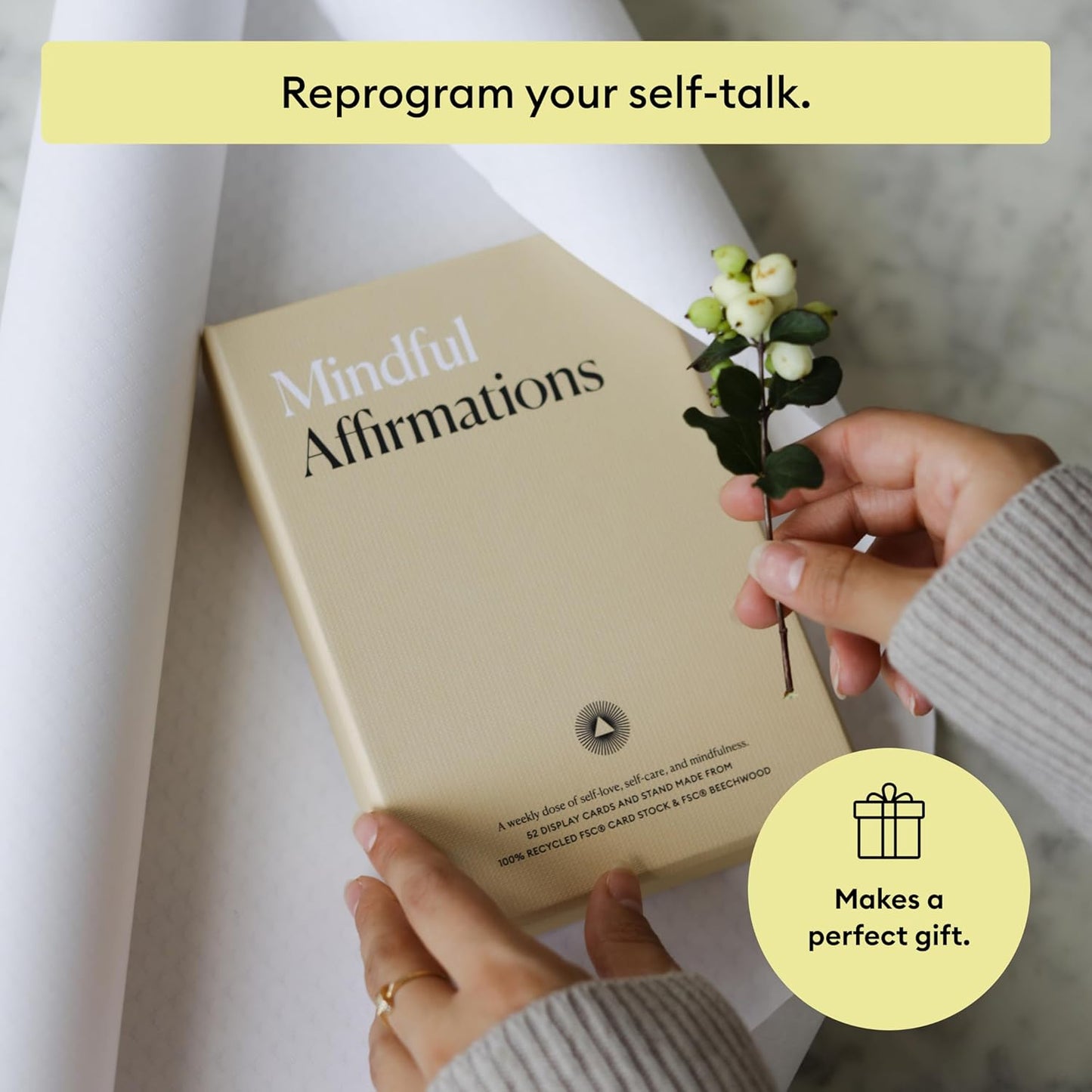 Intelligent Change - Mindful Affirmations, 52 Positive Affirmation Cards with Display Stand, Daily Affirmations for Inspiration, Mindfulness & Self Care, Unique Gifts for Women and Men - Serious Techies