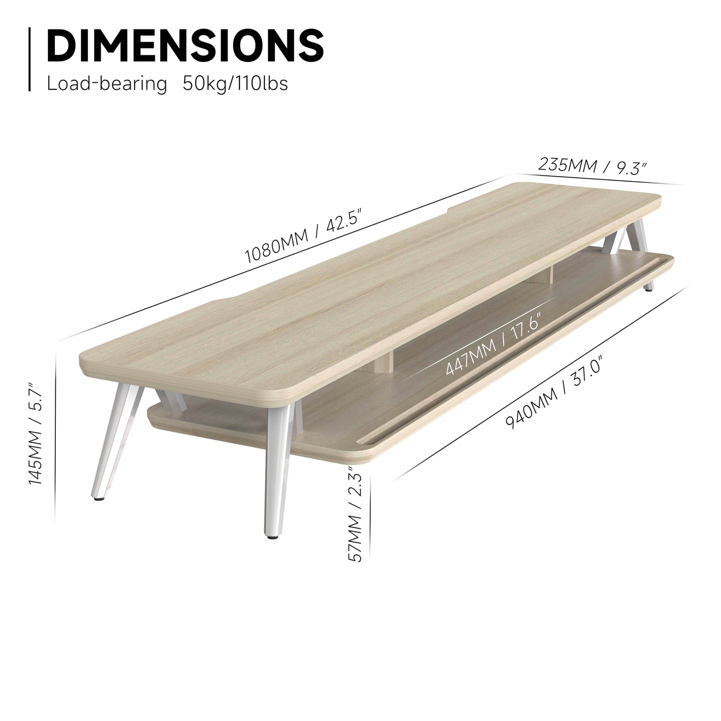 Fenge - Dual Monitor Stand, 42.5 Inch Monitor Riser with 12 Color LED Light for Office Desk - Serious Techies