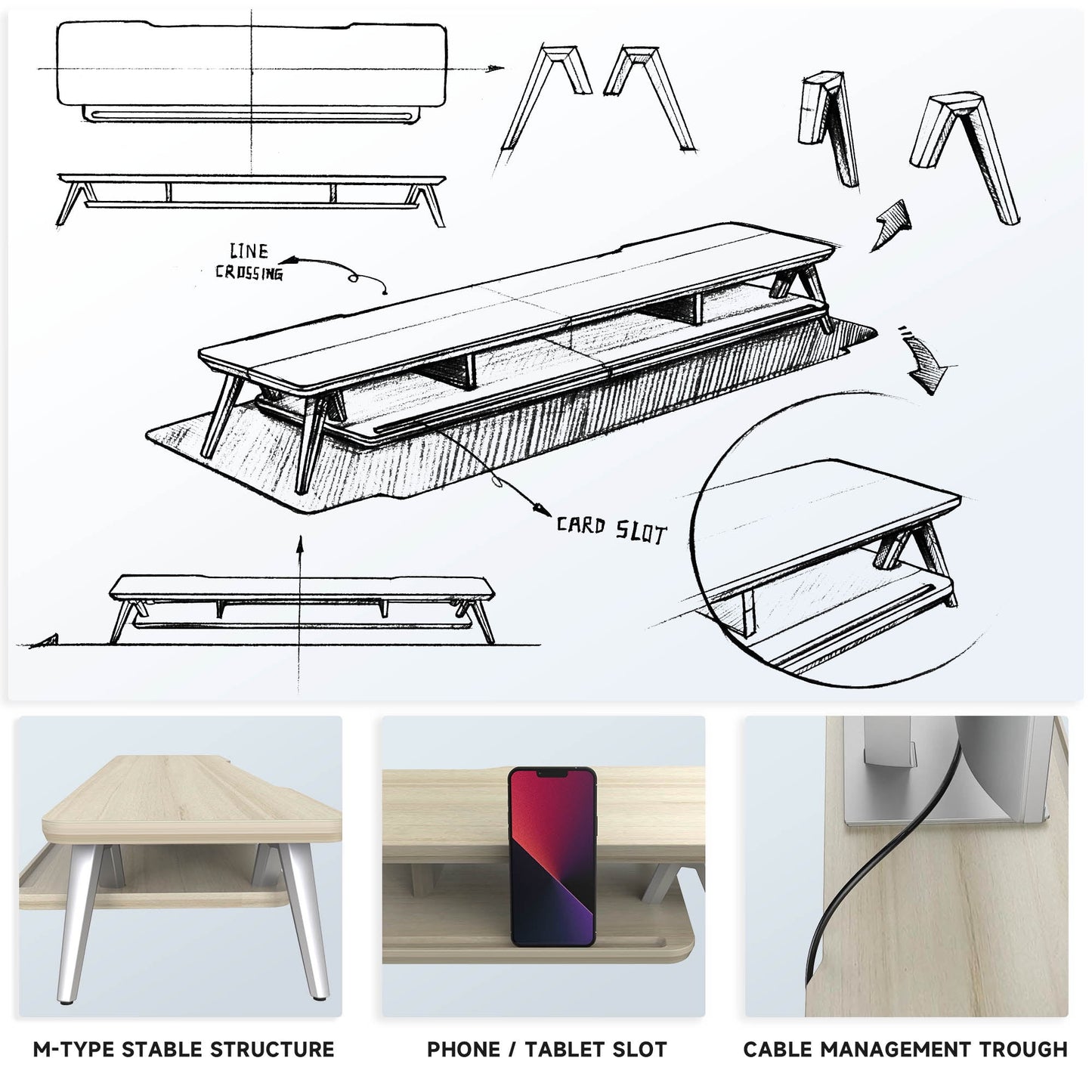 Fenge - Dual Monitor Stand, 42.5 Inch Monitor Riser with 12 Color LED Light for Office Desk - Serious Techies