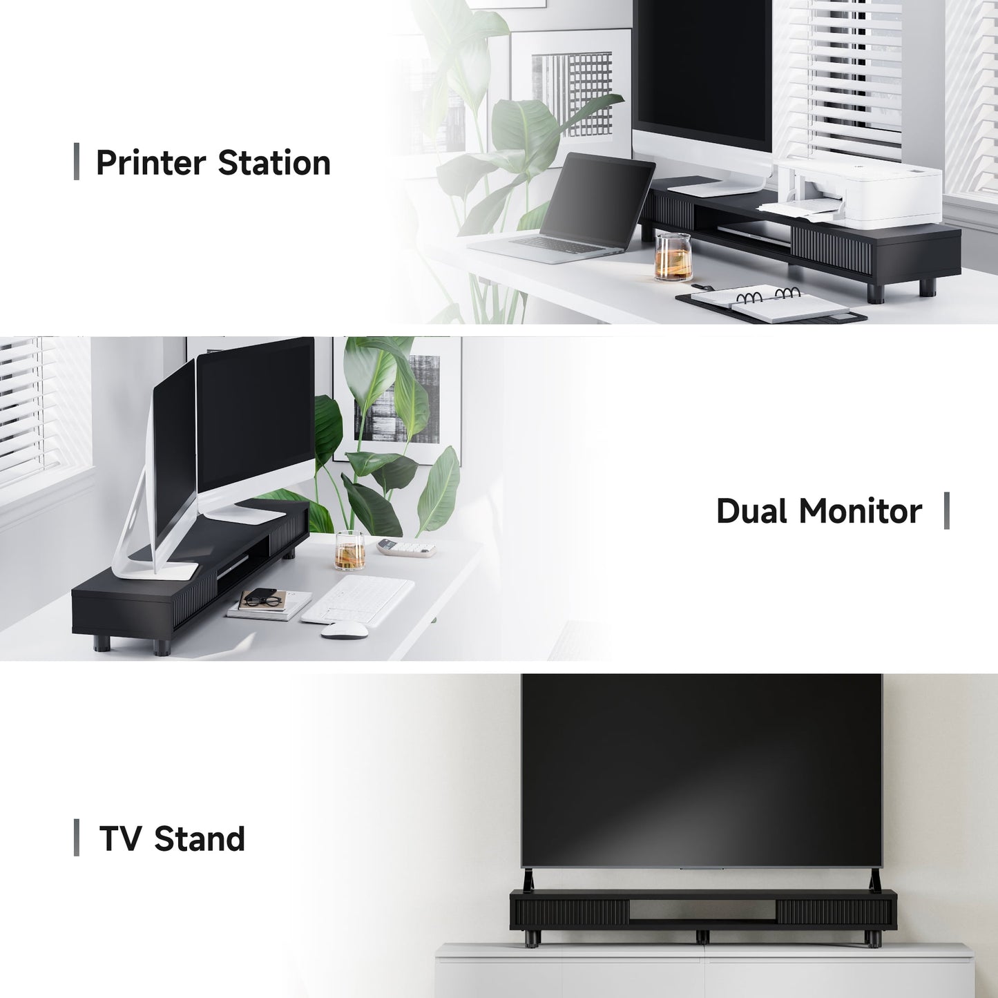 Fenge - Dual Monitor Stand, 42.5Inch Long Monitor Stands Riser for 2 Monitors - Serious Techies