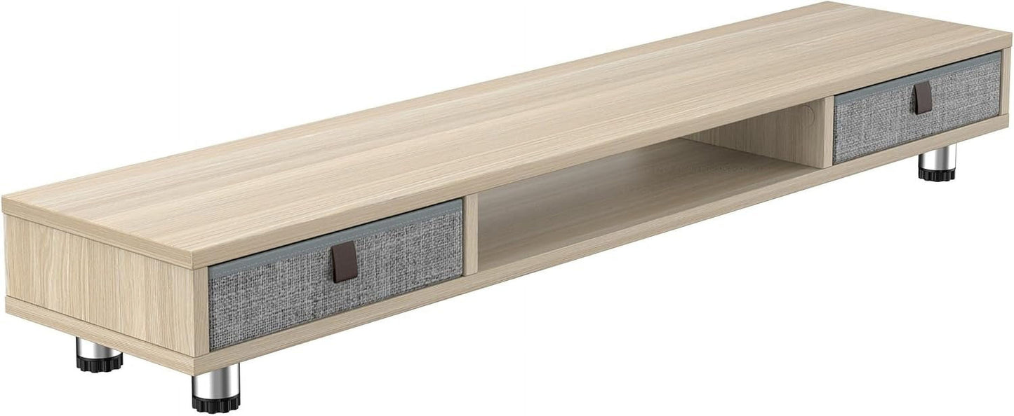 Fenge - Monitor Stand, Dual Monitor Stand with 2 Drawers, Monitor Riser for 2 Monitors, Adjustable Height Computer Stand, Office Monitor Stands for Desk, Laptop, PC, TV, Printer - Serious Techies