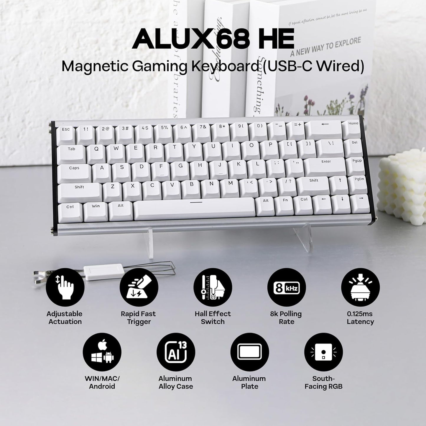 Geekzone - Aluminum Alloy Design - the AJAZZ ALUX 68 HE Series Features a Robust CNC-Anodized Aluminum Alloy Casing with 180 Mesh Sandblasting, Offering a Premium Look and Feel - Serious Techies