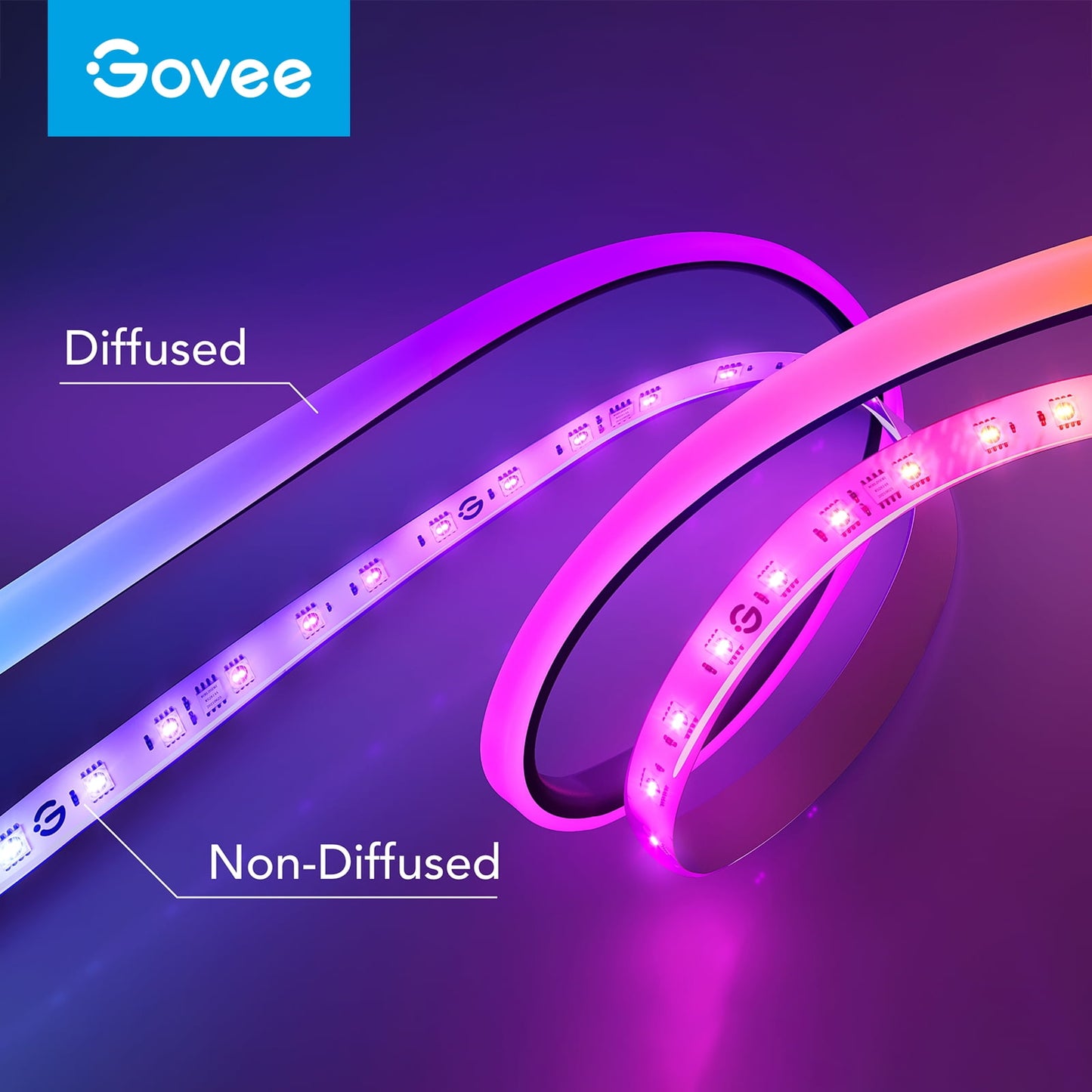 Govee - 6.56Ft RGBIC LED Neon Rope Light, Color-Changing Smart Light Strip for Desk, Gaming Setup, Wifi + Bluetooth Control - Serious Techies