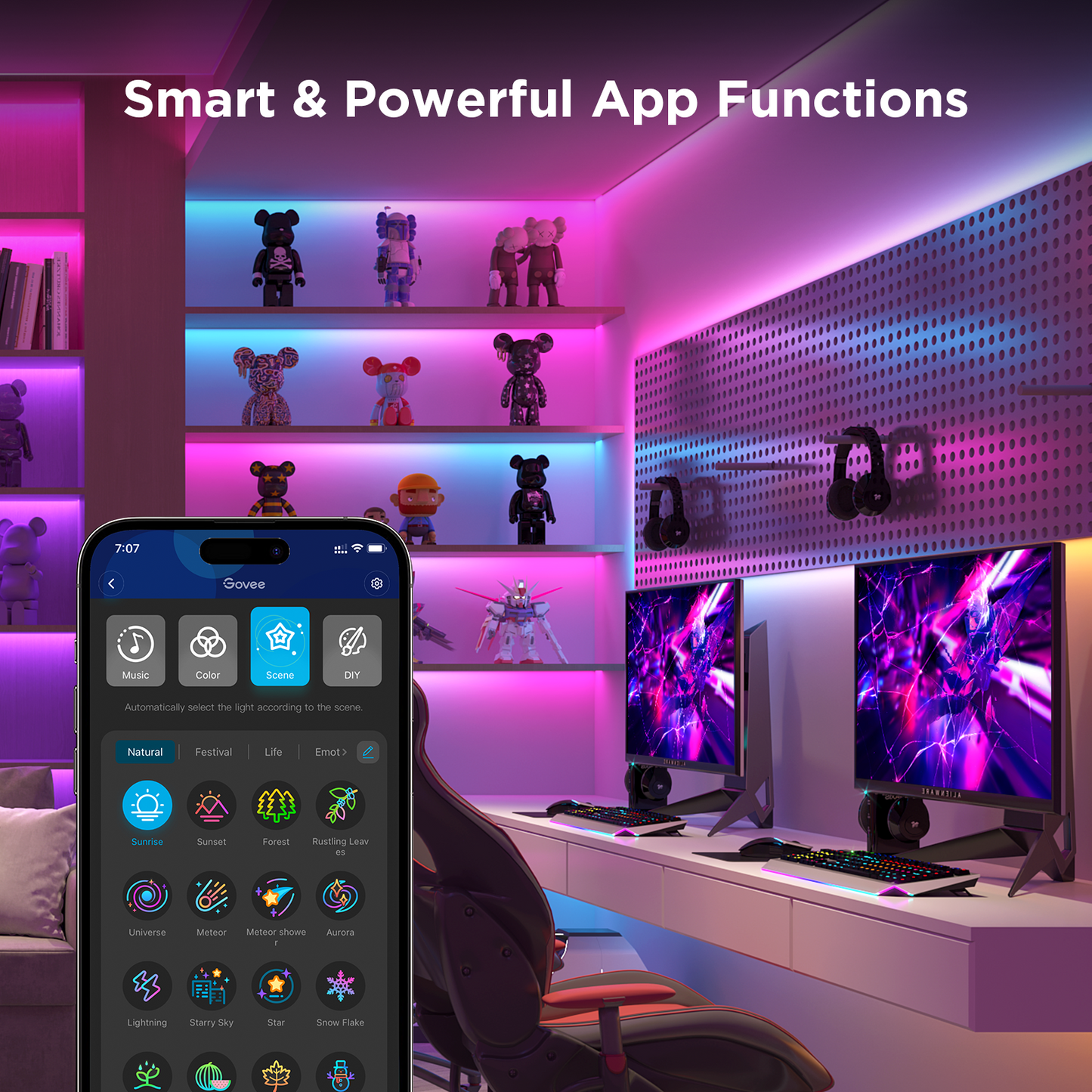 Govee - RGBICW Wi-Fi LED Strip Light, 9.8Ft, Smart App Control, Multicolor for Bedroom & TV Backlight - Serious Techies