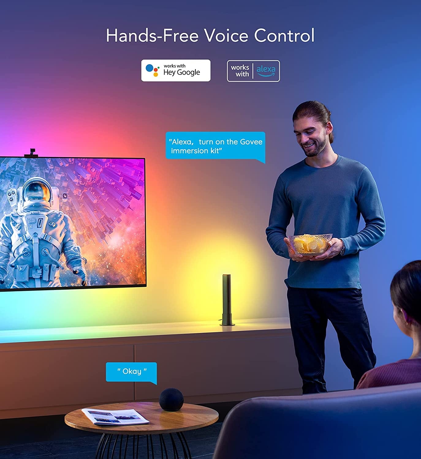 Govee - T1 Pro RGBIC TV Backlight Kit, 3.8M, Camera and Light Bar for 55-65 Inch Tvs, Voice Control - Serious Techies